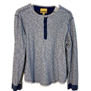 Lucky Brand Heathered Blue Henley Long Sleeve T-Shirt Men’s L.